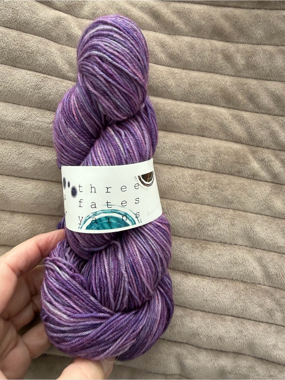 Three fates premium Yarn Hand-Dyed Purple Skein - Variegated Purple Wool